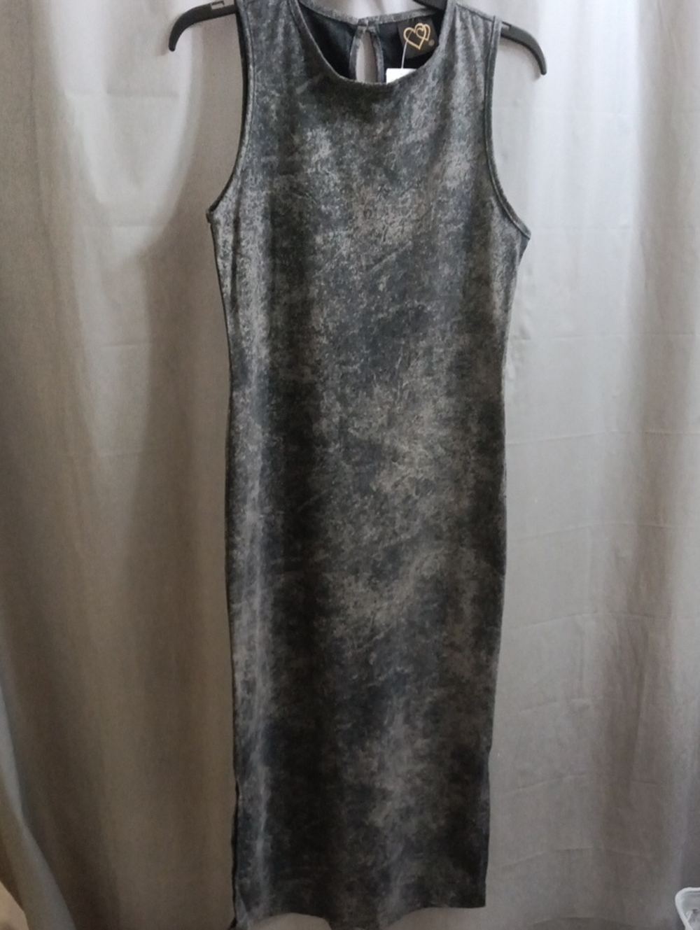 Sleeveless Grey Marble Midi Dress